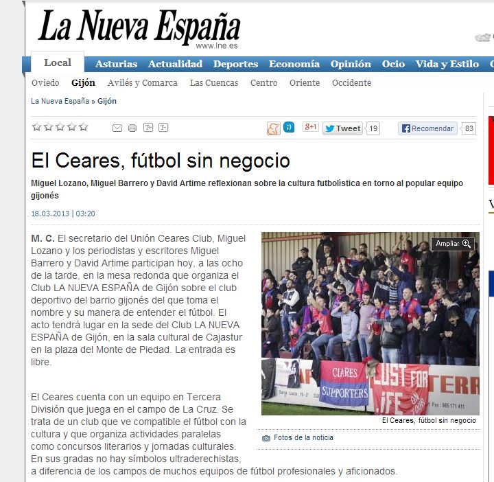 El Ceares, fútbol sin negocio